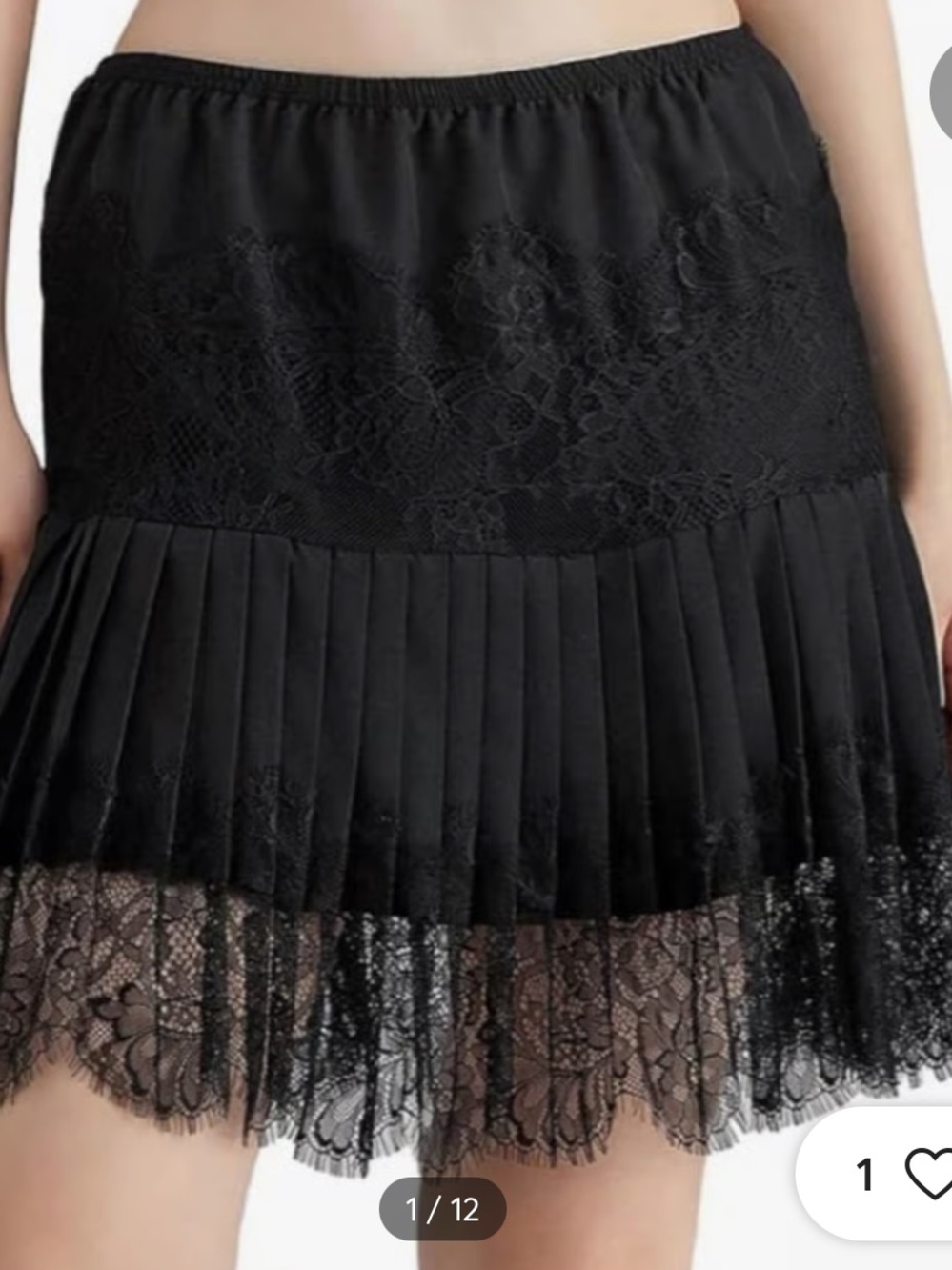 Pleated lace mini skirt